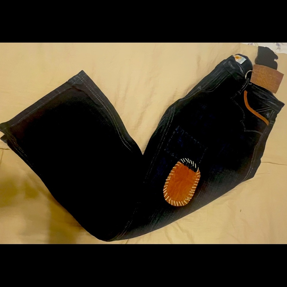 Black Jeans with Brown Patch
